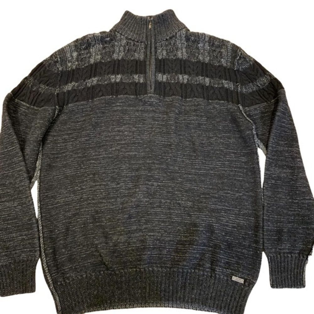 J.B. Holt The Lincoln by The Buckle Black & Gray Knit Quarter Zip Sweater‎ L